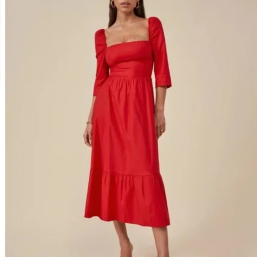 Reformation Cyprus dress-  cherry red